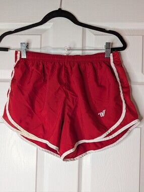 Varsity Spirit Women Small Red White Running Cheer Shorts Dolphin Hem Athletic